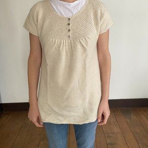 J Jill Off White/Cream Short Sleeve Tunic Sweater Size Medium